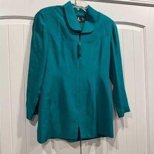 YL by Yair Teal Blouse with Tassel Detail